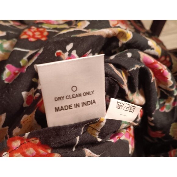 Kleed Kimono Robe, Pink Flowers, Red Trim, Embroidered Butterfly, Medium/Large - Picture 11 of 11